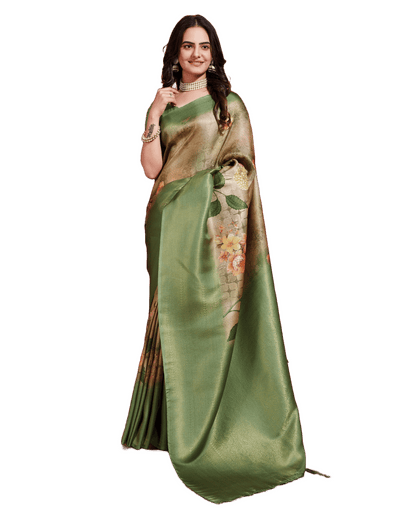 Latest Silky Green Soft Banarasi Silk Saree