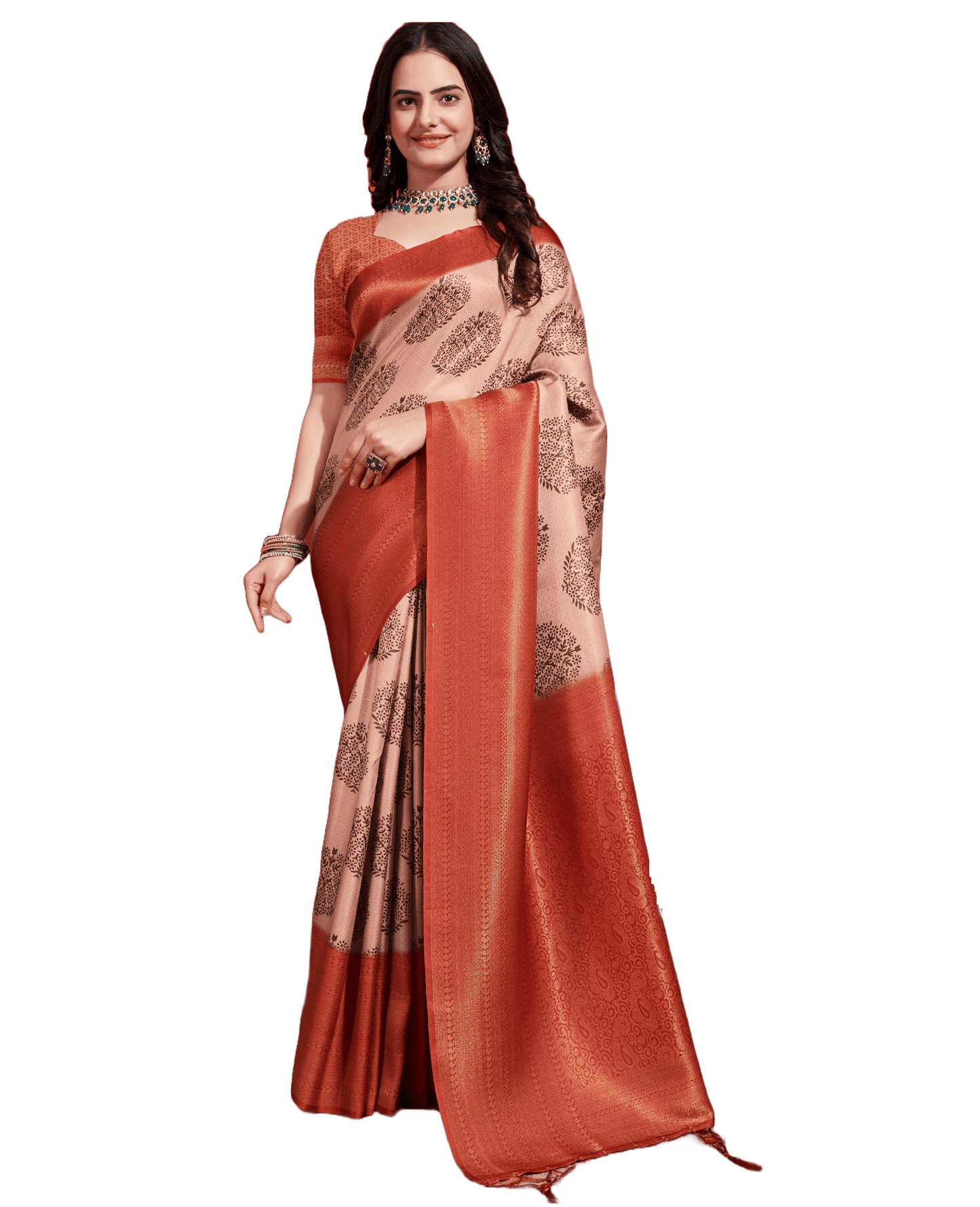 Latest Radiant Orange Soft Banarasi Silk Saree