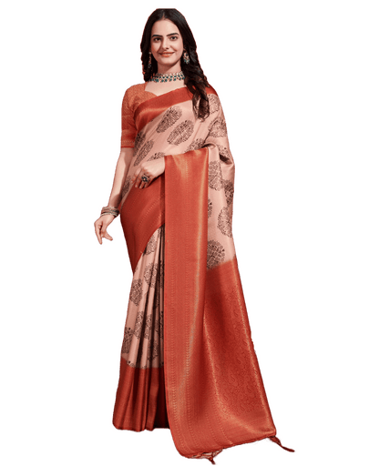 Latest Radiant Orange Soft Banarasi Silk Saree