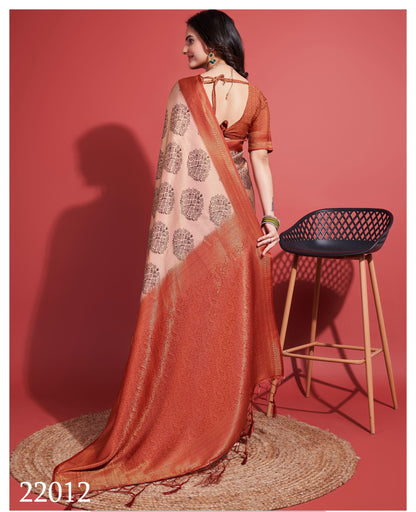 Latest Radiant Orange Soft Banarasi Silk Saree