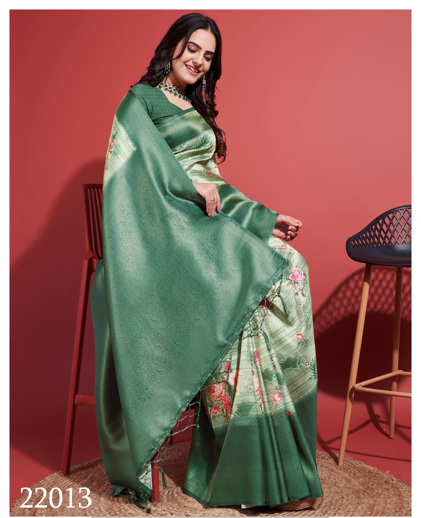 Latest Dark Silky Green Soft Banarasi Silk Saree