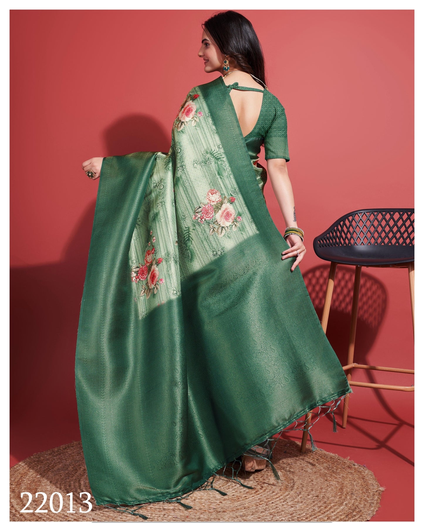 Latest Dark Silky Green Soft Banarasi Silk Saree