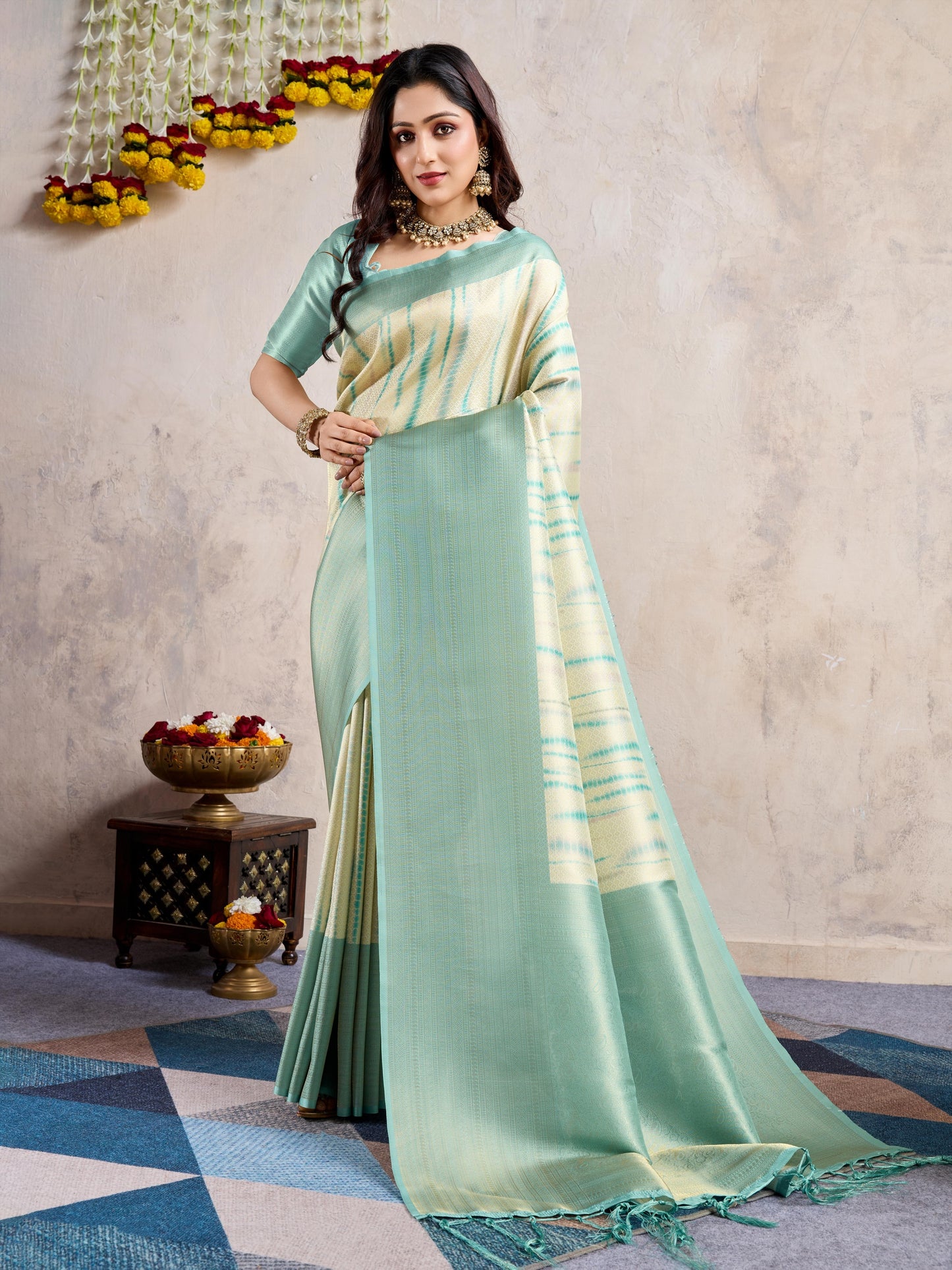 Teal Banarasi Trending Soft Silk Saree