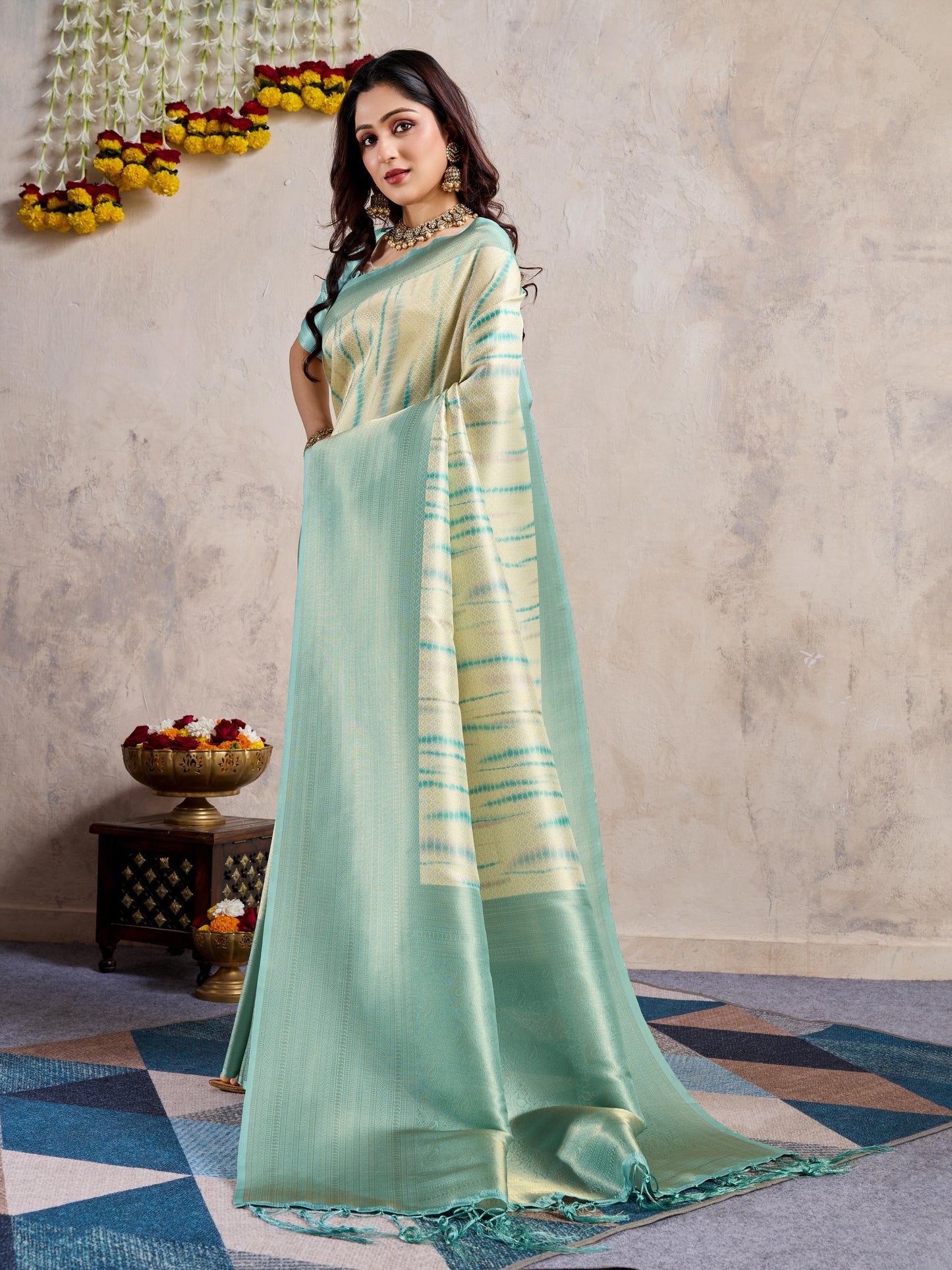 Teal Banarasi Trending Soft Silk Saree