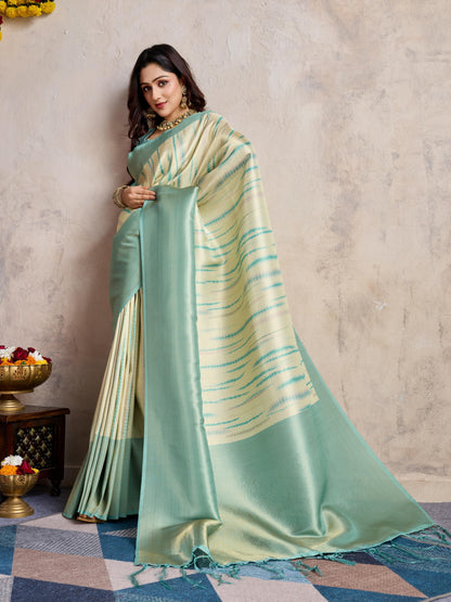 Teal Banarasi Trending Soft Silk Saree