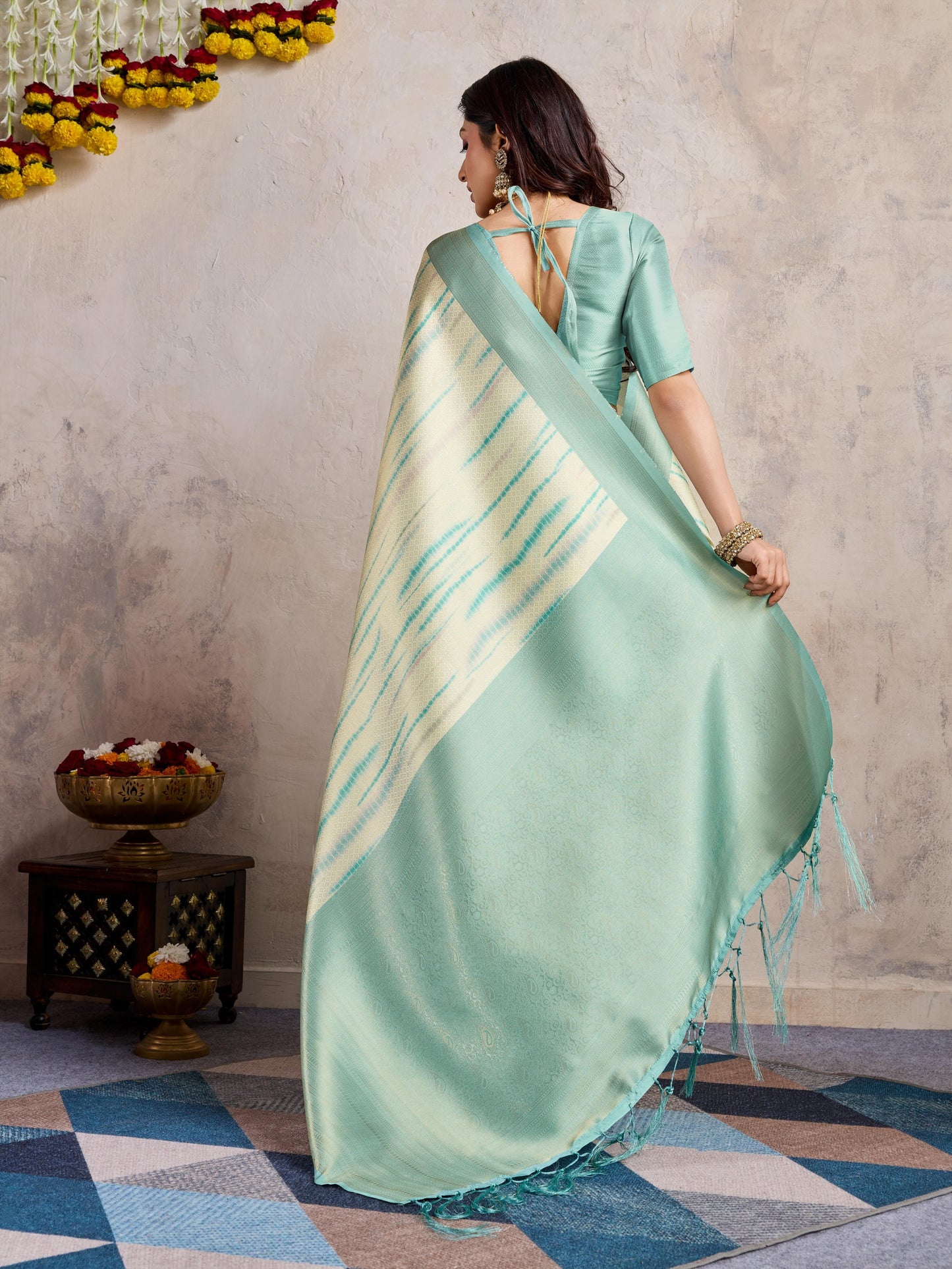 Teal Banarasi Trending Soft Silk Saree