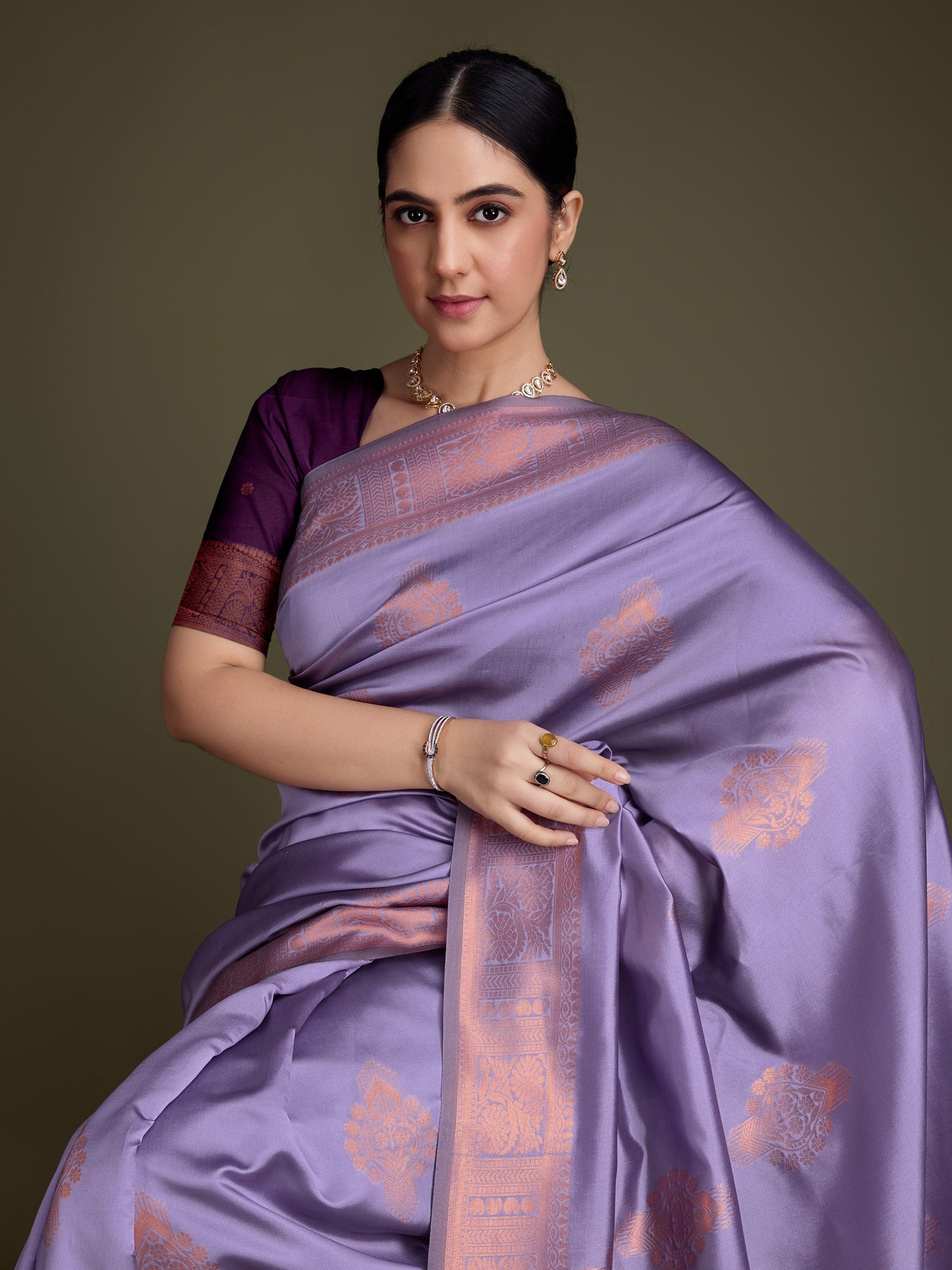 Royal Purple Soft Banarasi Silk Saree with Fancy Digital Woven Pallu