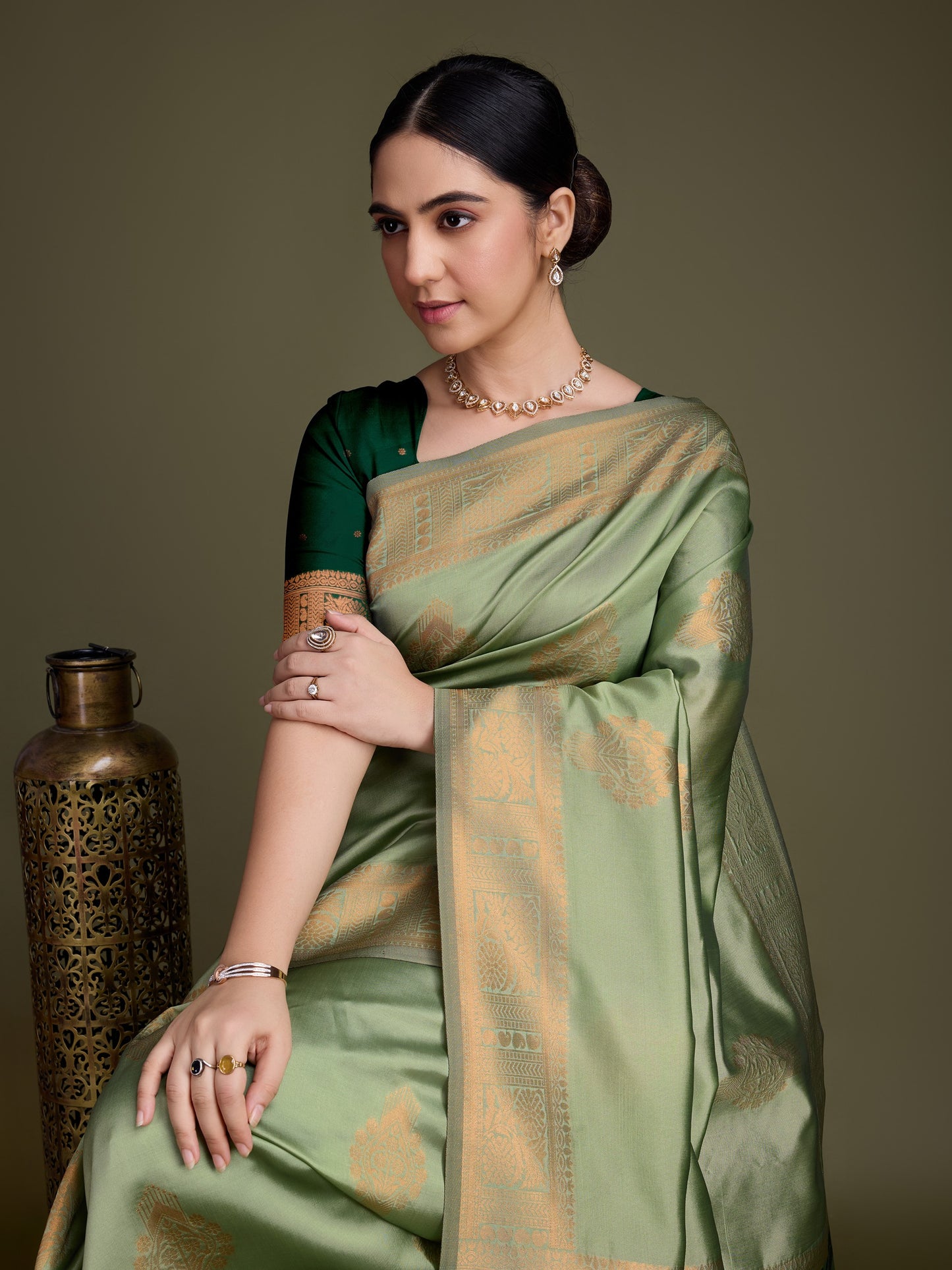 Elegant Green Soft Banarasi Silk Saree with Fancy Digital Woven Pallu