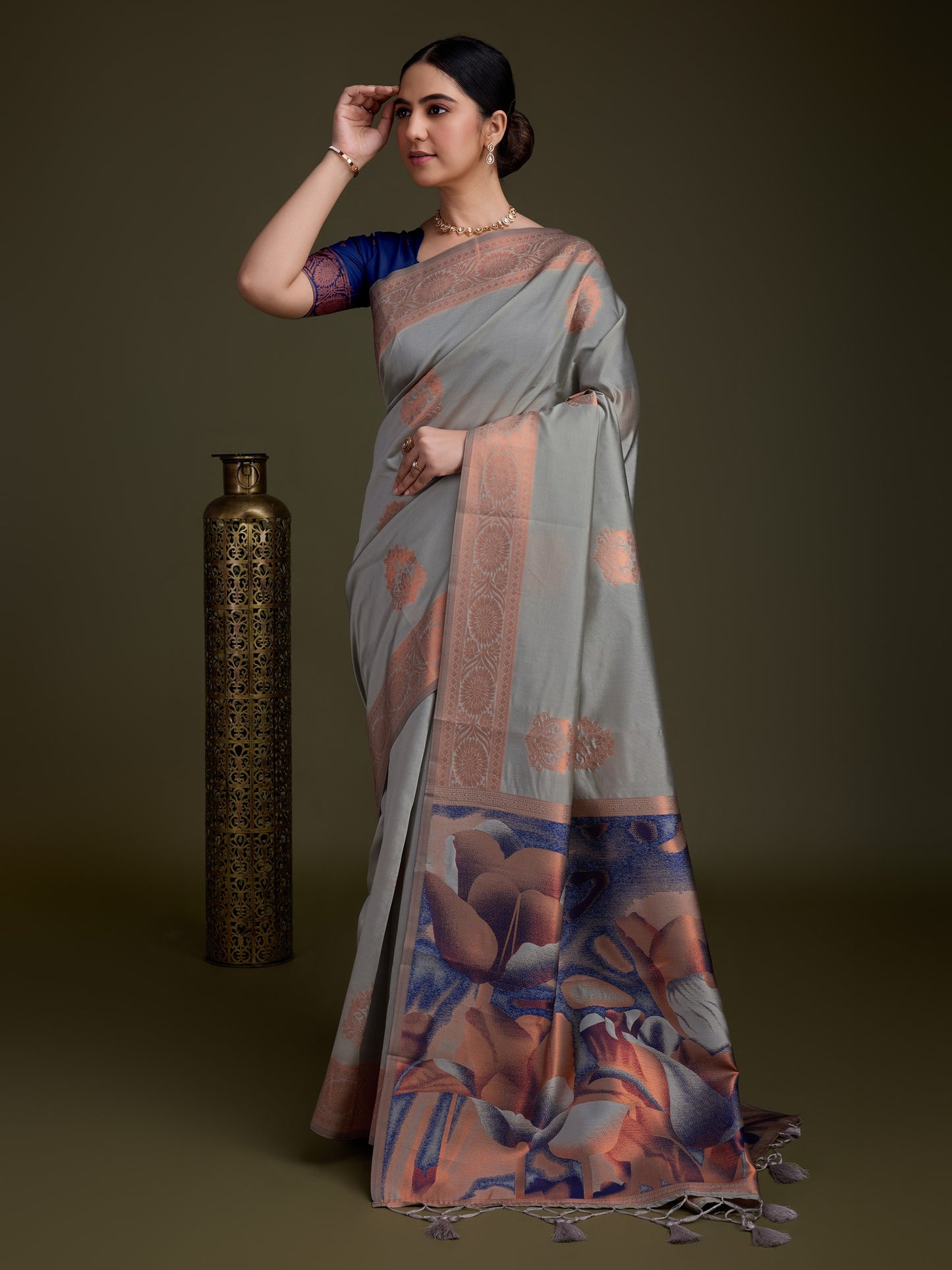 Peacock Soft Banarasi Silk Saree with Fancy Digital Woven Pallu