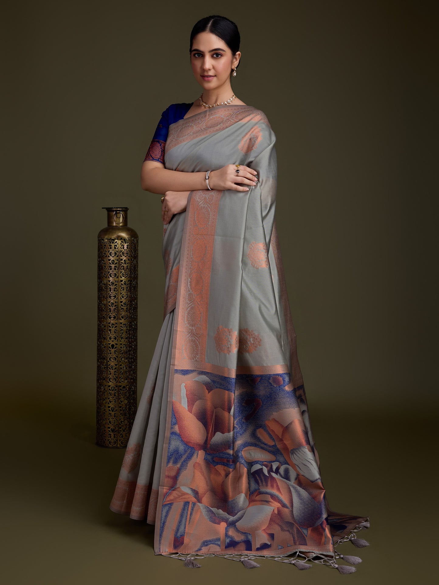 Peacock Soft Banarasi Silk Saree with Fancy Digital Woven Pallu