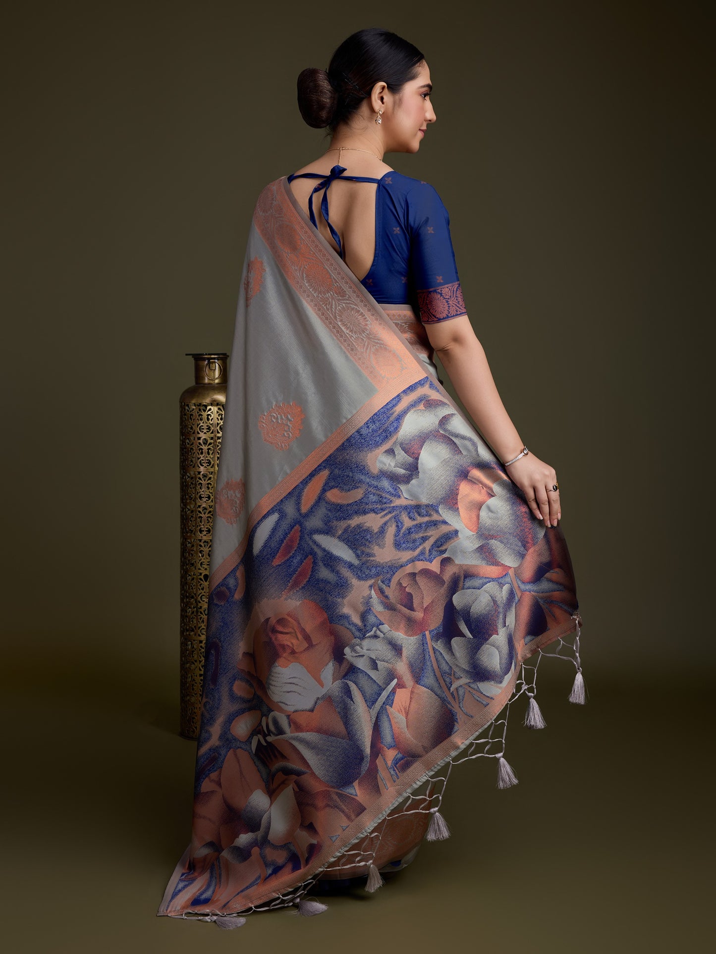 Peacock Soft Banarasi Silk Saree with Fancy Digital Woven Pallu