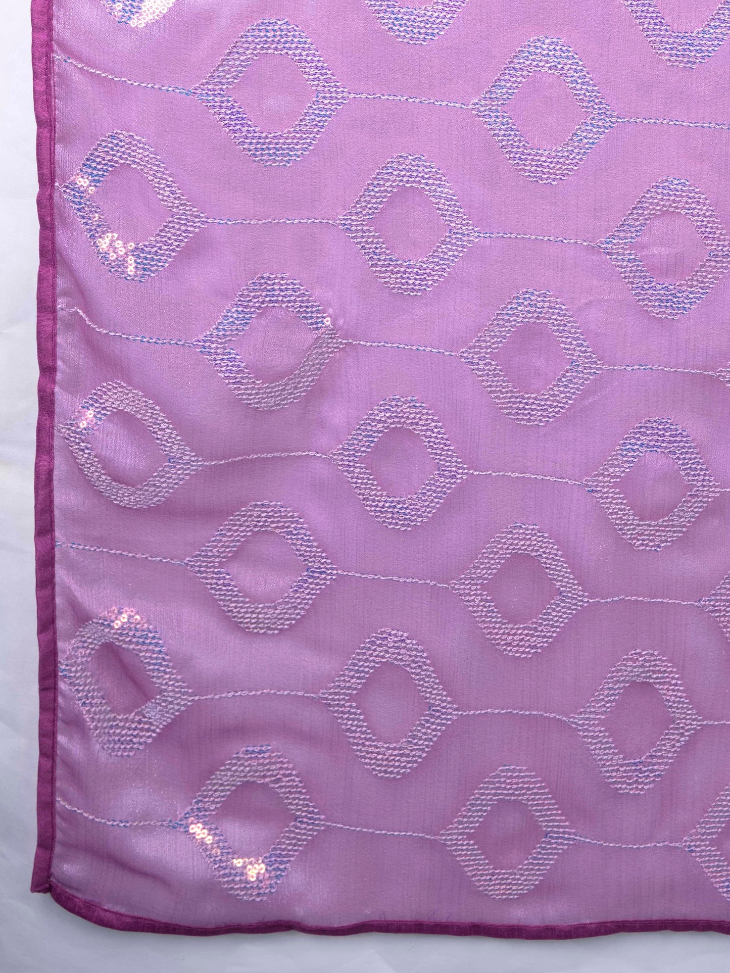 Purple Self-Pattern Embroidered Saree