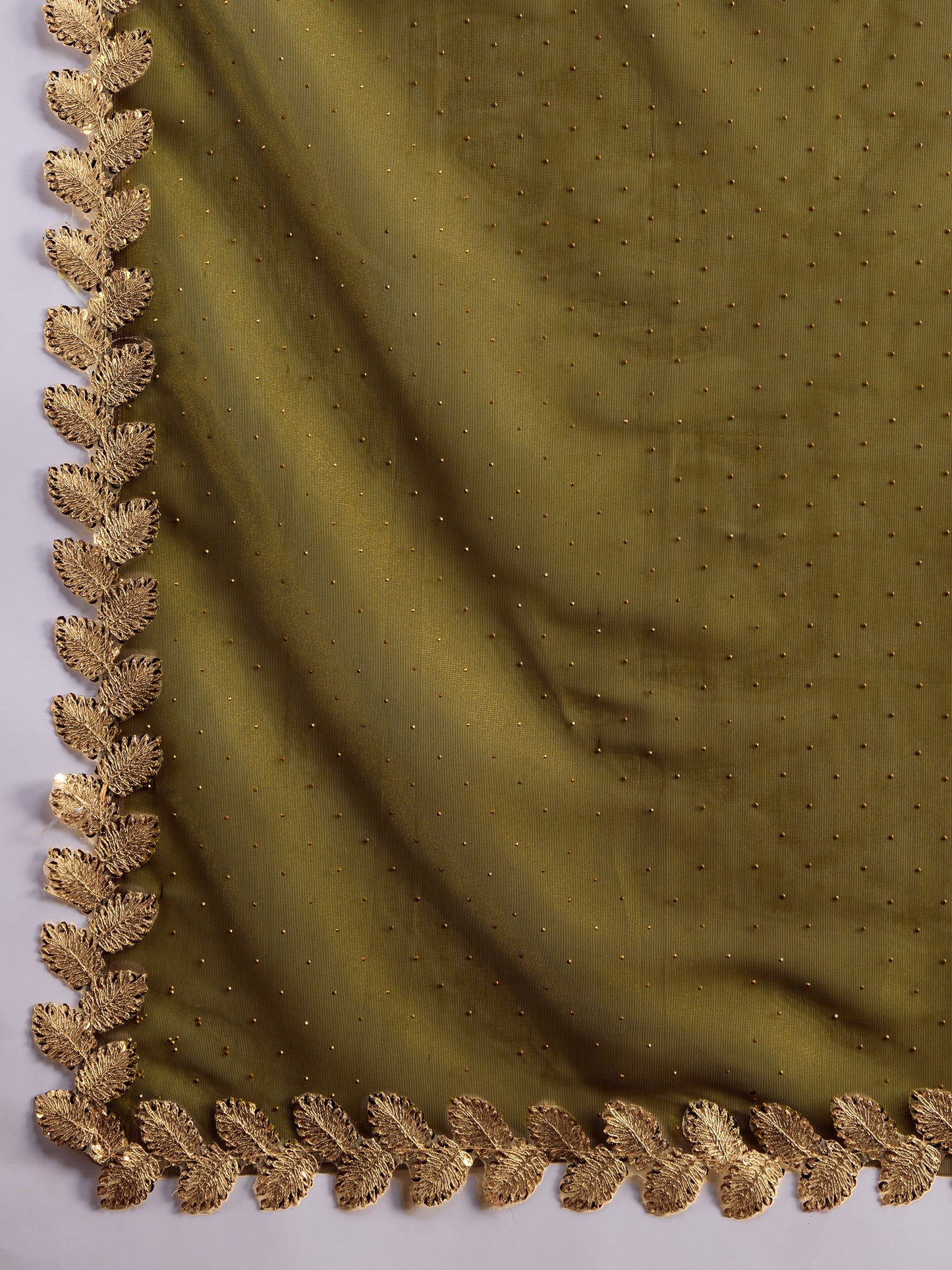 Mehendi Green Gold-Infused Twill Saree with Dual Blouse Options