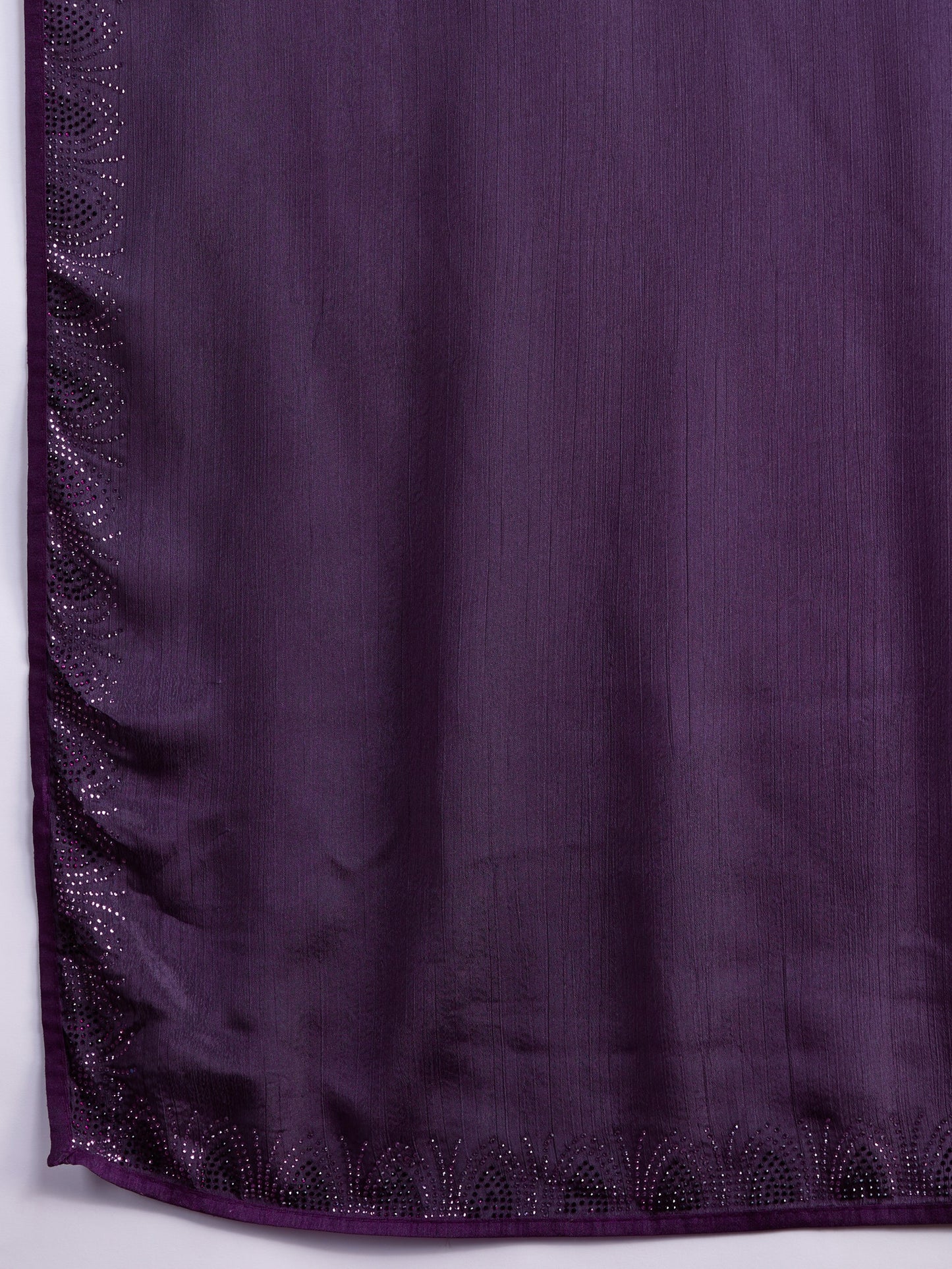 Shiny Purple Shaded Chinnon Saree with Double-Color Swarovski Work