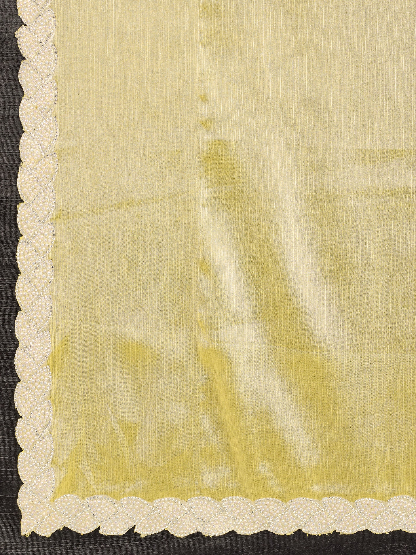 Mango Yellow Tissue Burberry Saree