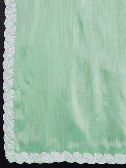 Light Green Tissue Burberry Saree