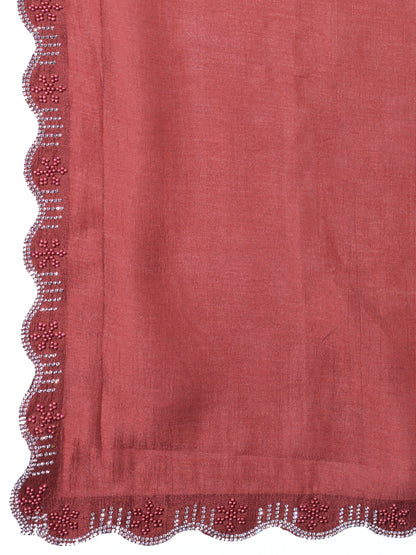 Exquisite Khadi Shimmer Saree – Shimmering Brick Red