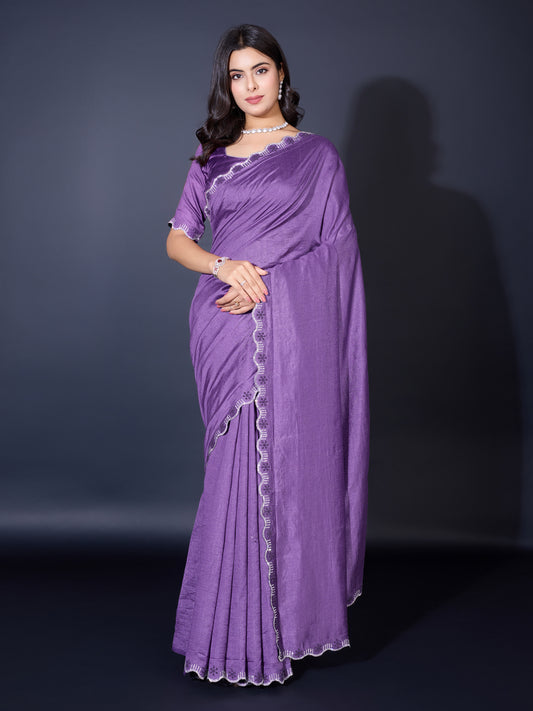 Regal Khadi Shimmer Saree – Shimmering Purple