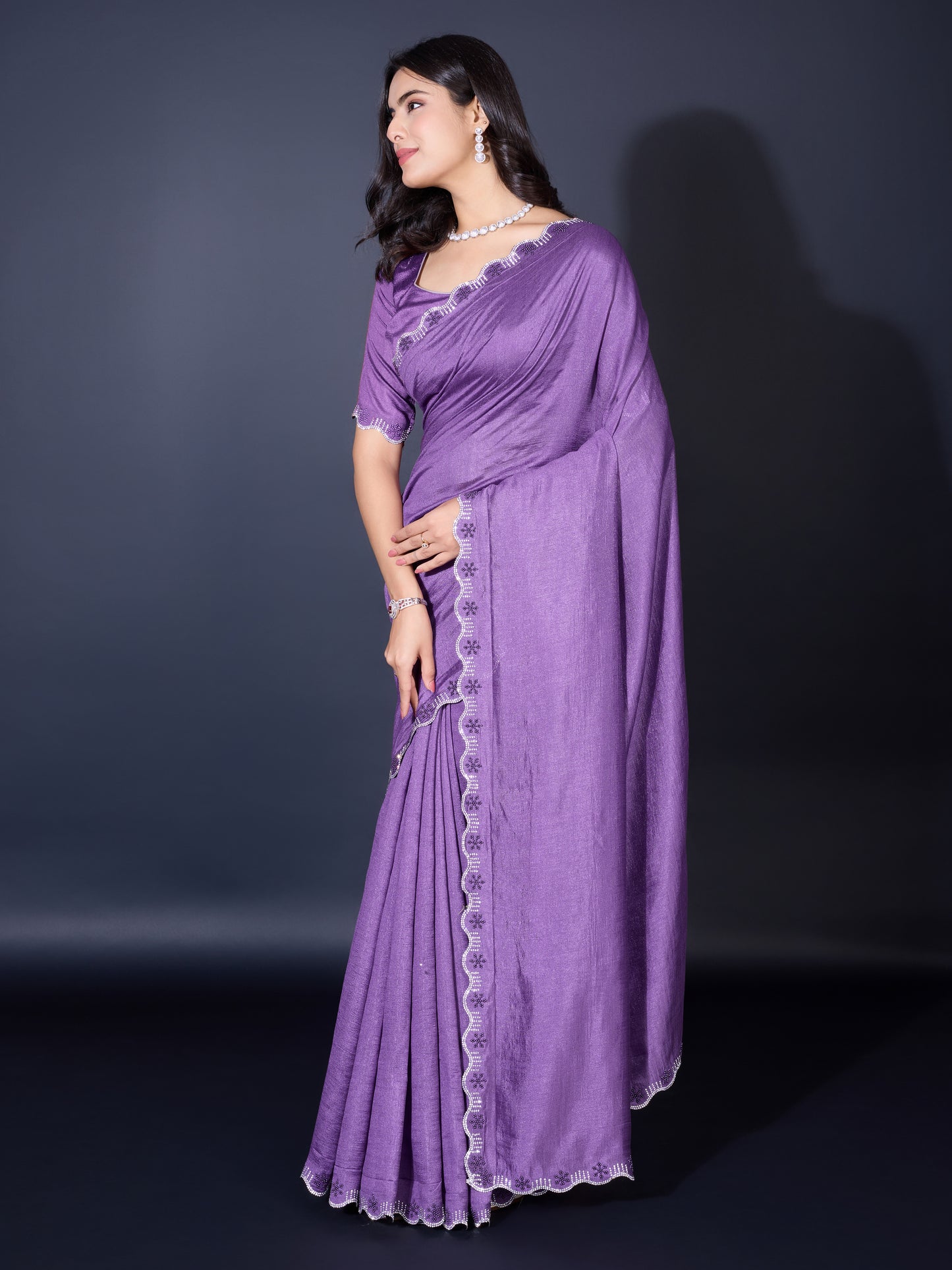 Regal Khadi Shimmer Saree – Shimmering Purple