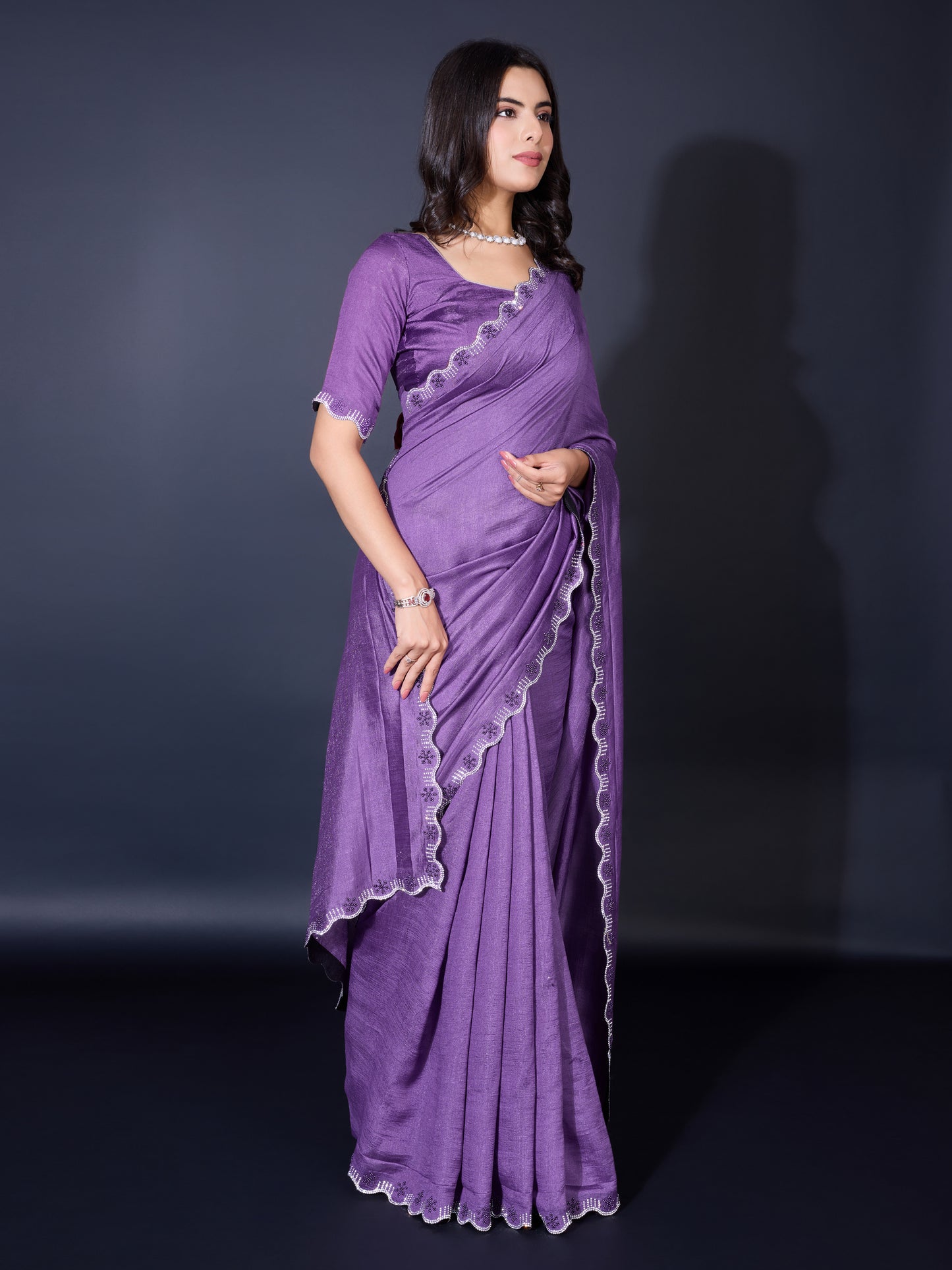 Regal Khadi Shimmer Saree – Shimmering Purple