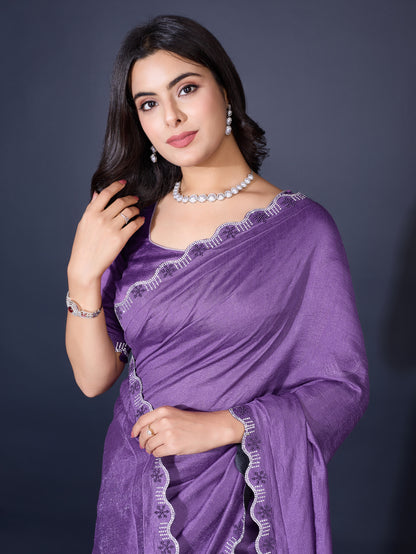 Regal Khadi Shimmer Saree – Shimmering Purple