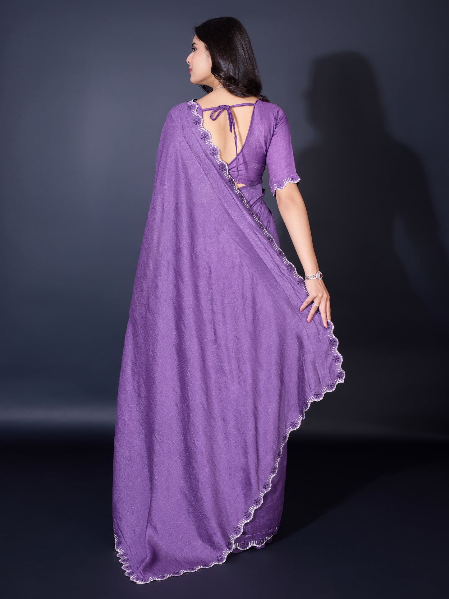 Regal Khadi Shimmer Saree – Shimmering Purple