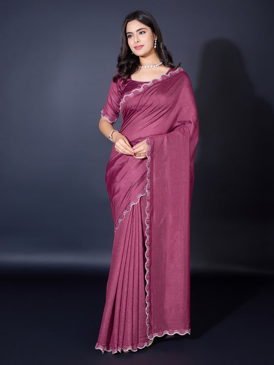 Opulent Khadi Shimmer Saree – Shimmering Wine