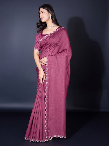 Opulent Khadi Shimmer Saree – Shimmering Wine