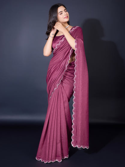 Opulent Khadi Shimmer Saree – Shimmering Wine