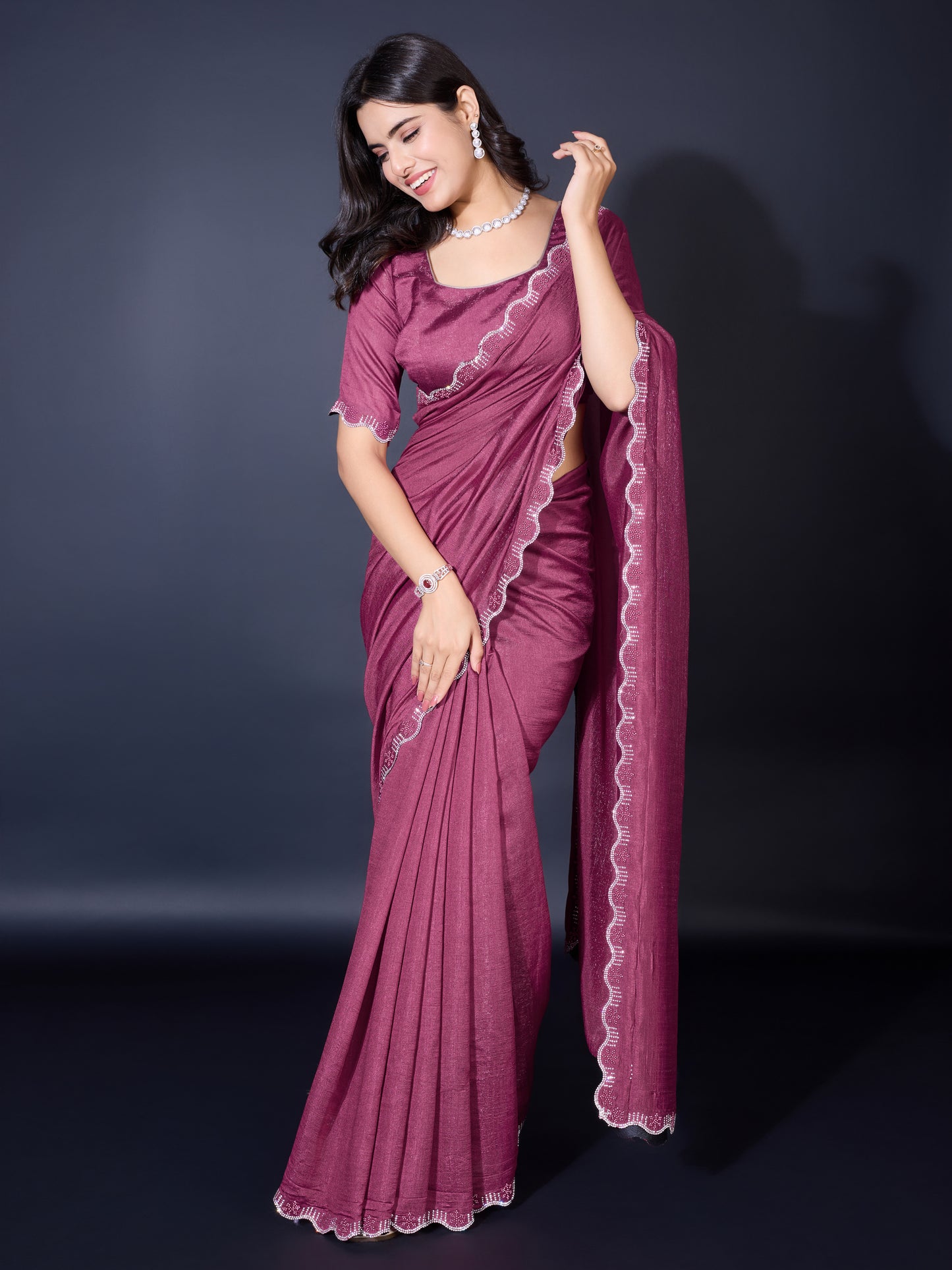 Opulent Khadi Shimmer Saree – Shimmering Wine