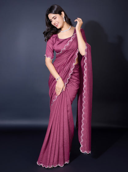 Opulent Khadi Shimmer Saree – Shimmering Wine