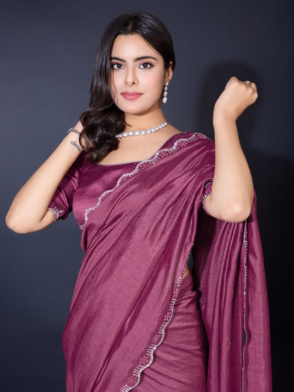 Opulent Khadi Shimmer Saree – Shimmering Wine