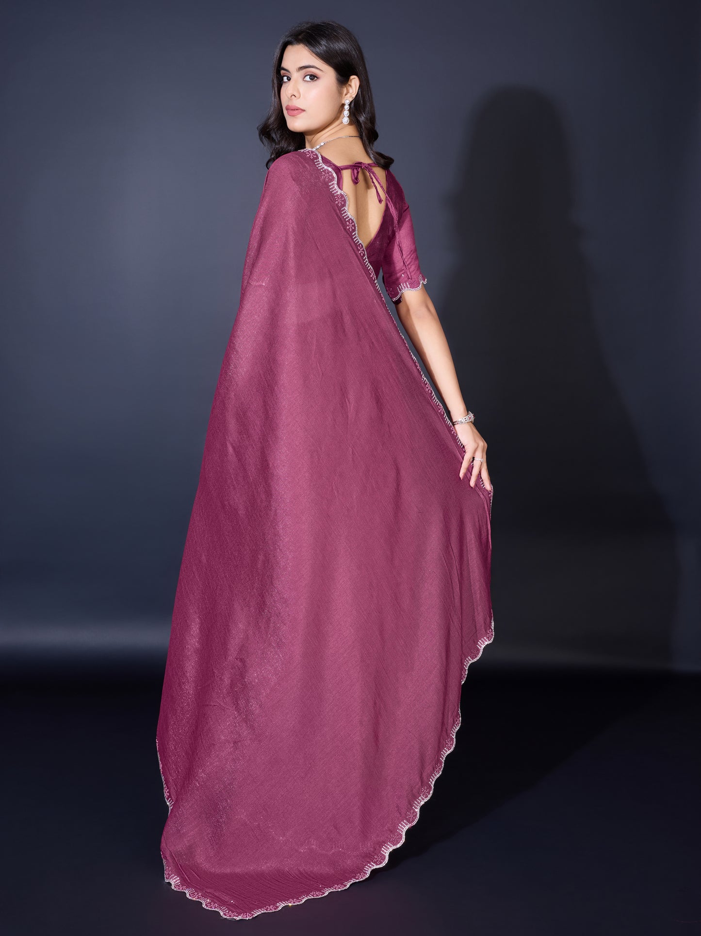 Opulent Khadi Shimmer Saree – Shimmering Wine