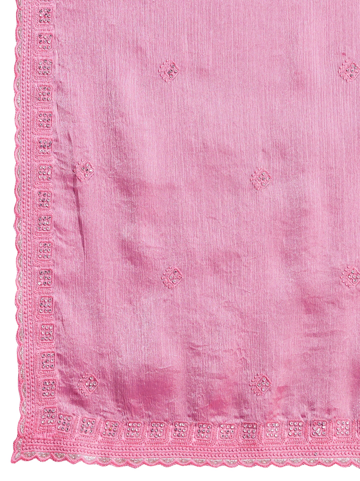 Elegant Soft Tissue Burberry Saree – Silky Pink