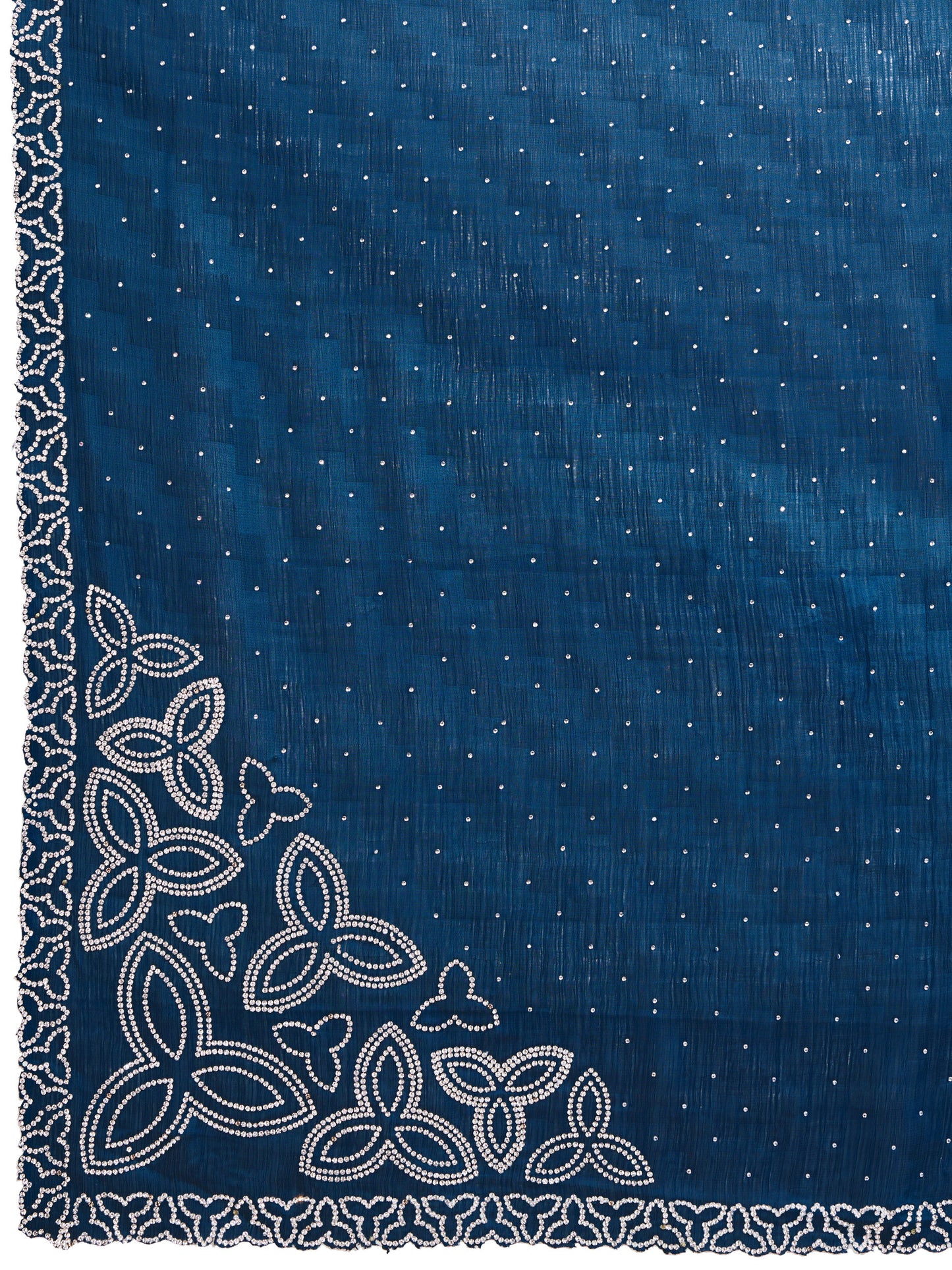 Elegant Self-Pattern Satin Chiffon Saree – Silky Blue