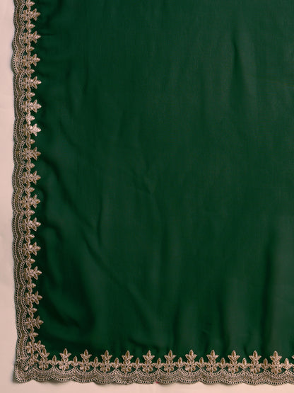 Latest Chilli Green Exquisite Blooming Georgette Saree