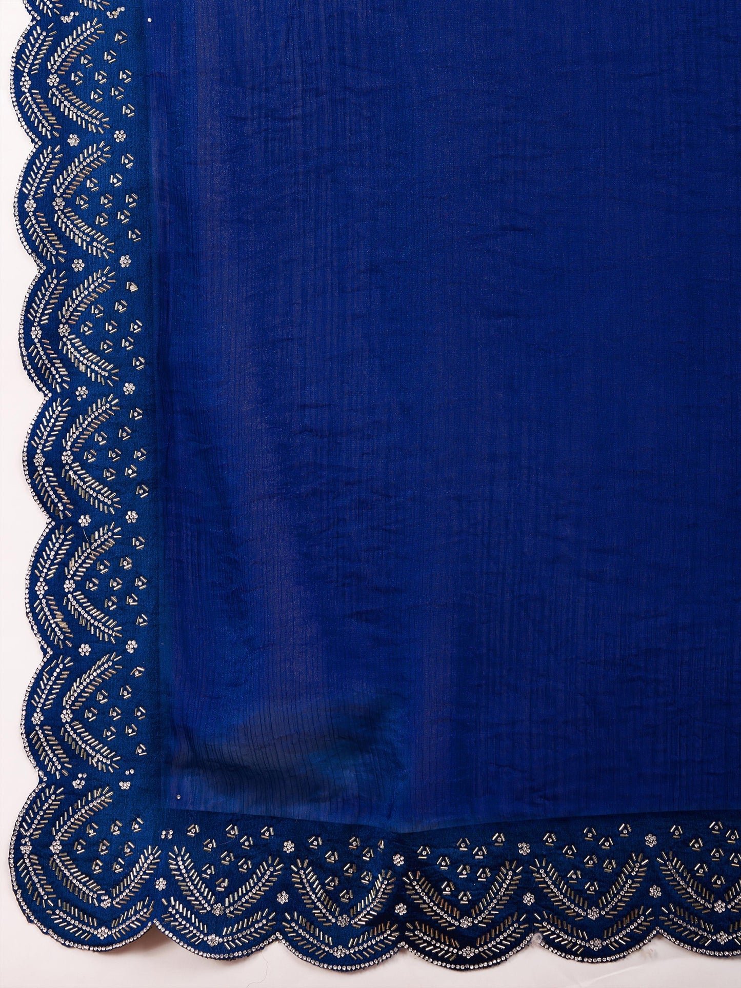 Latest Luxurious Blue Velvet Chiffon Saree