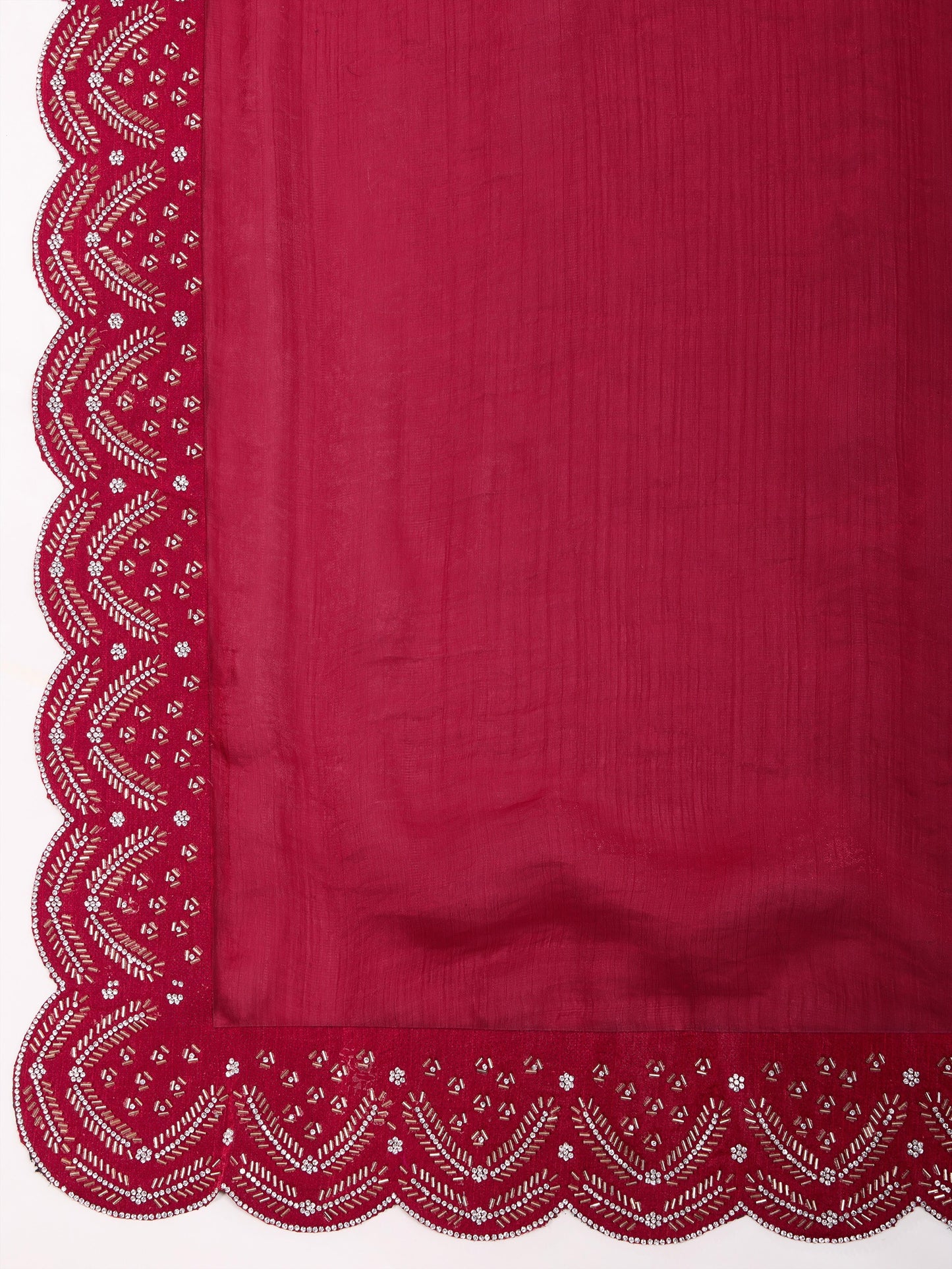 Latest Exquisite Red Velvet Chiffon saree