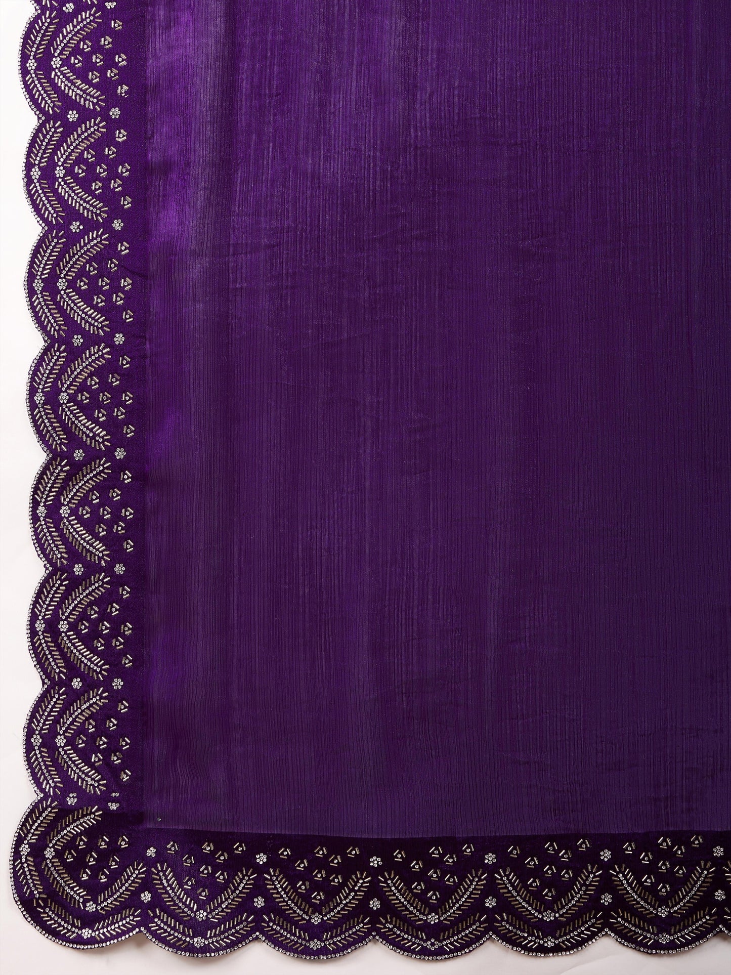 Latest  Exquisite Purple Velvet Chiffon Saree