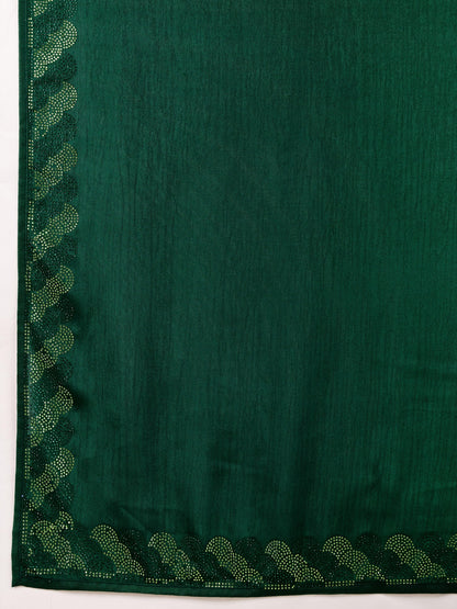 Rangira – Emerald Green Shaded Chinnon Saree with Swarovski Diamond Work