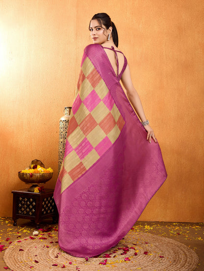 Latest Rouge Pink Mysore Brocade Silk Saree