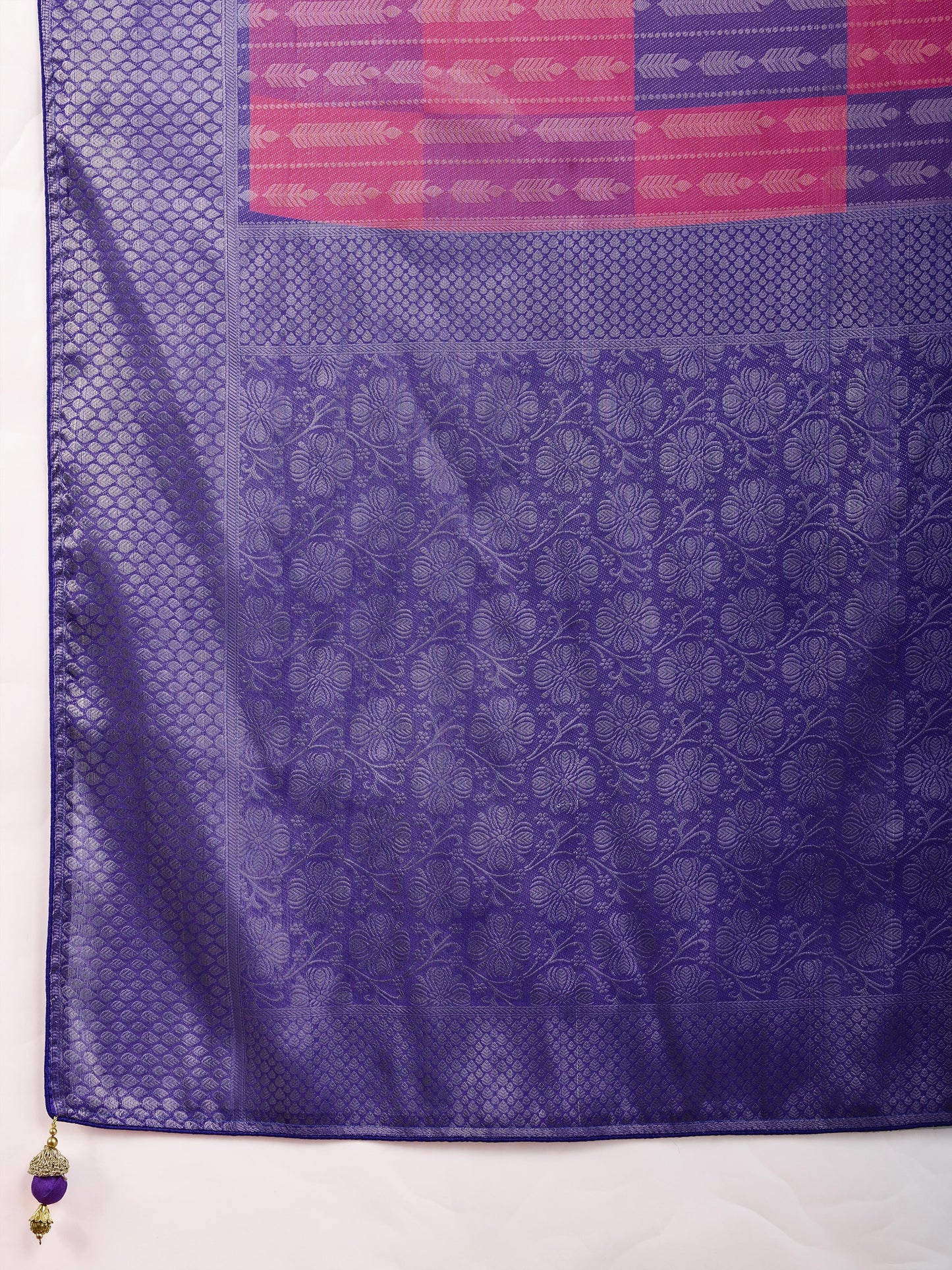 Latest Royal Blue & Pink Mysore Brocade Silk Saree