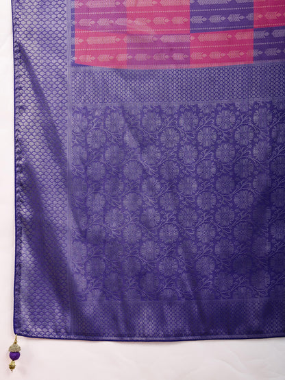 Latest Royal Blue & Pink Mysore Brocade Silk Saree