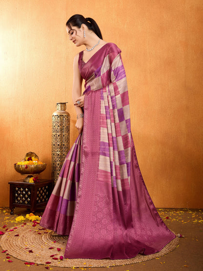 Latest Onion Pink Mysore Brocade Silk Saree