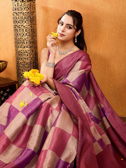 Latest Onion Pink Mysore Brocade Silk Saree