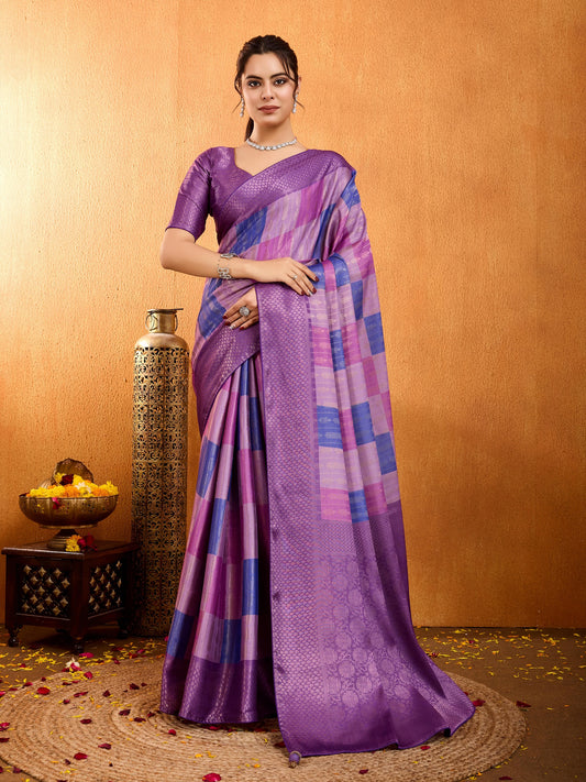 Ethereal Elegance in Lavender Mysore Brocade Silk Saree