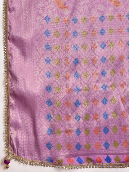 Avarah Orchid Pink Double Mysore Brocade Silk Saree