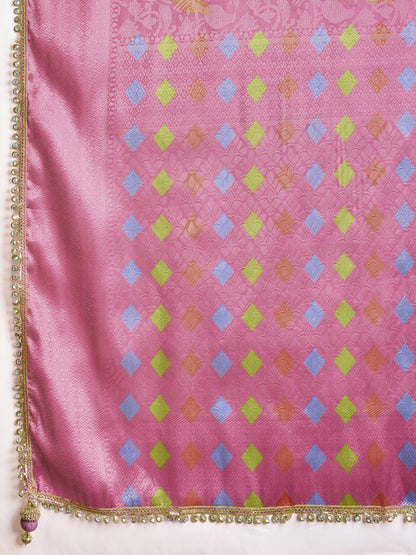 Avarah Pink Double Mysore Brocade Silk Saree